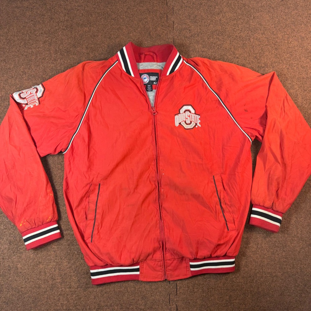 G-III Ohio State Buckeyes Jacket Mens Medium Red Full Zip Bomber Windbreaker OSU